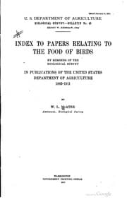 Tapa de Index to papers relating to the food of birds