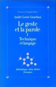 Tapa de Le Geste et la Parole, tome 1
