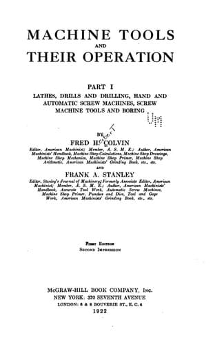 Tapa de Machine tools and their operation