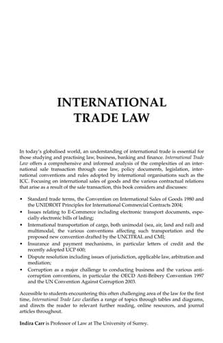 Tapa de International trade law