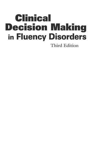 Tapa de Clinical decision making in fluency disorders