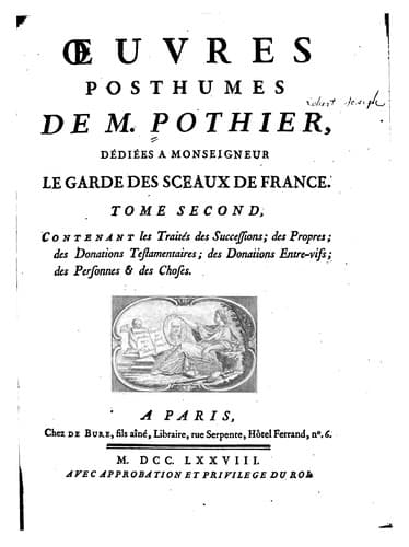 Tapa de Œuvres posthumes de M. Pothier