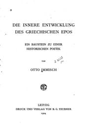 Tapa de Die innere Entwicklung des griechischen Epos: Ein Baustein zu einer ..