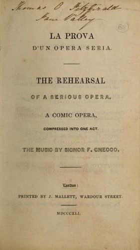 Tapa de La prova d'un opera seria =