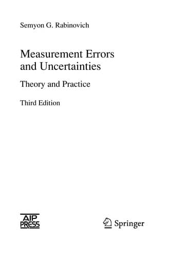 Tapa de Measurement errors and uncertainties