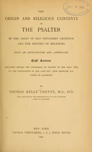 Tapa de The origin and religious contents of the Psalter in the light of Old Testament criticism and the history of religions, with an introduction and appendices