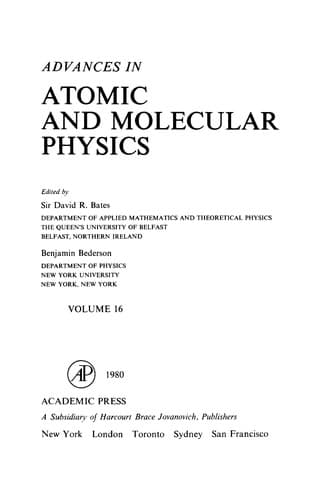 Tapa de Advances in atomic and molecular physics