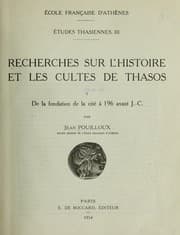 Tapa de Recherches sur l'histoire et les cultes de Thasos