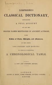 Tapa de Lempriere's Classical dictionary, containing a full account of all the proper names mentioned in ancient authors