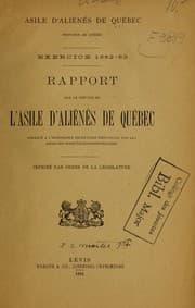 Tapa de Rapport sur le service de l'asile d'alienes de Quebec