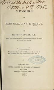 Tapa de Memoirs of Miss Caroline E. Smelt