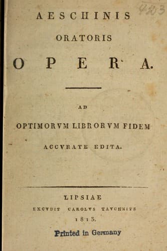 Tapa de Aeschinis, oratoris, Opera