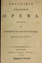 Tapa de Aeschinis, oratoris, Opera