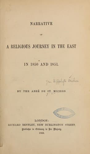Tapa de Narrative of a religious journey in the East in 1850 and 1851