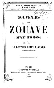 Tapa de Souvenirs d'un zouave devant Sébastopol