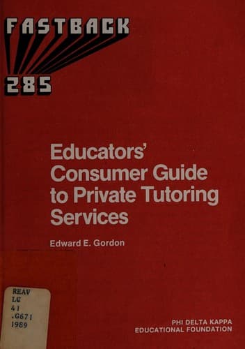 Tapa de Educators' consumer guide to private tutoring services