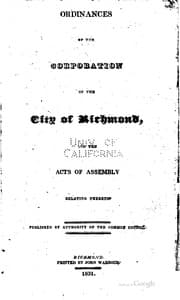 Tapa de Ordinances of the corporation of the city of Richmond and the acts of Assembly relating thereto