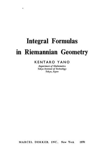 Tapa de Integral formulas in Riemannian geometry