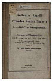 Tapa de Rodbertus' angriff auf Ricardos renten-theorie und der Lexis-Diehl'sche rettungsversuch ..