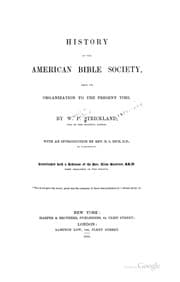 Tapa de History of the American Bible Society: From Its Organization to the Present Time