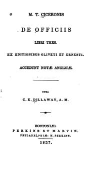 Tapa de M. T. Ciceronis De officiis libri tres: ex editionibus Oliveti et Emesti