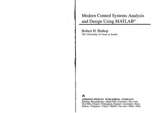 Tapa de Modern control systems analysis and design using MATLAB