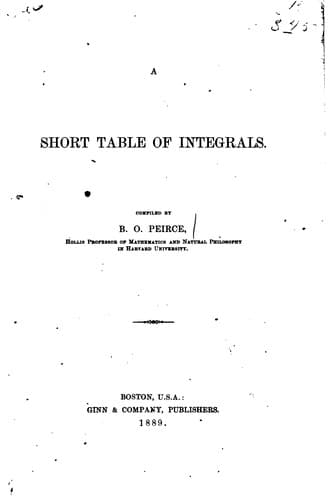 Tapa de A Short Table of Integrals