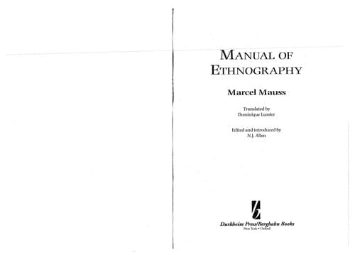 Tapa de Manual of ethnography