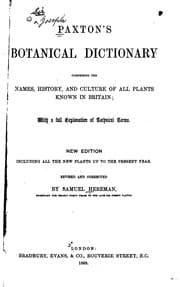 Tapa de Paxton's botanical dictionary