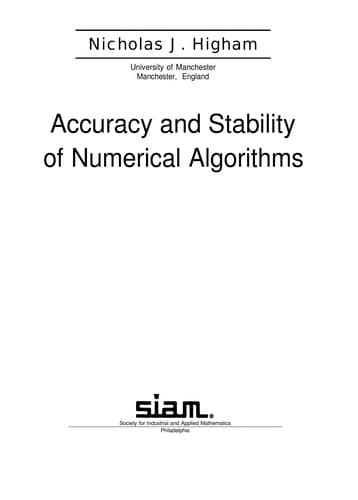 Tapa de Accuracy and stability of numerical algorithms