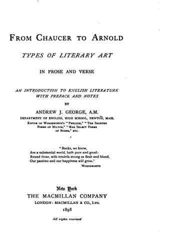 Tapa de From Chaucer to Arnold