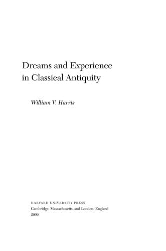 Tapa de Dreams and experience in classical antiquity