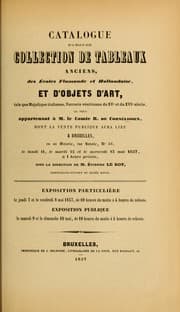 Tapa de Catalogue de la belle et riche collection de tableaux anciens, ... appartenant à M. le Comte R. de Cornélissen
