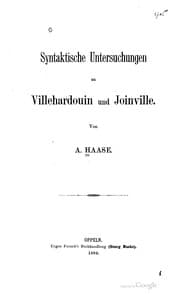 Tapa de Syntaktische Untersuchungen zu Villehardouin und Joinville