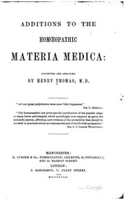 Tapa de Additions to the homoeopathic materia medica..
