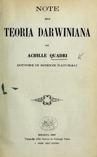 Tapa de Note alla Teoria Darwiniana