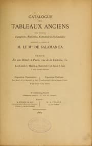 Tapa de Catalogue des tableaux anciens des écoles espagnole, italienne, flamande & hollandaise composant la gelerie de M. le Mis. de Salamanca