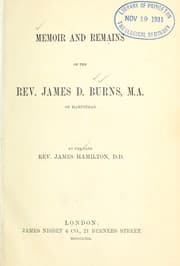 Tapa de Memoir and remains of the Rev. James D. Burns, M.A., of Hampstead