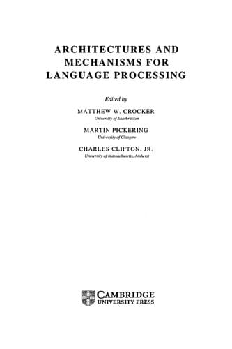 Tapa de Architectures and Mechanisms for Language Processing