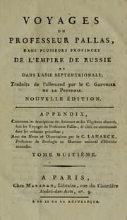 Tapa de Voyages du professeur Pallas, dans plusieurs provinces de l'empire de Russie et dans l'Asie septentrionale