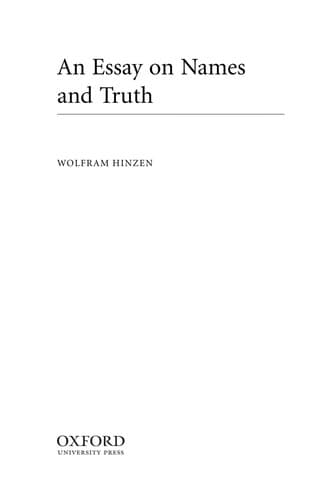 Tapa de An essay on names and truth