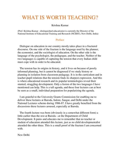 Tapa de What Is Worth Teaching?