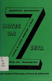 Tapa de Notes on book zeta of Aristotle's Metaphysics