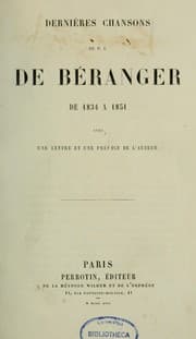 Tapa de Dernières chansons de P. J. de Béranger, de 1834 à 1851
