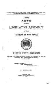 Tapa de Laws of the Territory of New Mexico: Passed by the Legislative Assembly ..