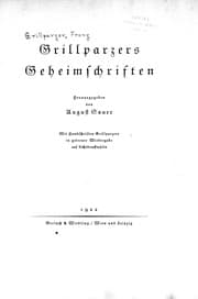 Tapa de Grillparzers Geheimschriften