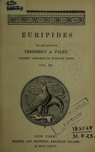 Tapa de Euripides, ex recensione Frederici A. Paley