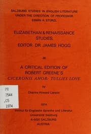 Tapa de A critical edition of Robert Greene's Ciceronis amor