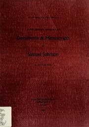 Tapa de A preliminary handlist of documents and manuscripts of Samuel Johnson