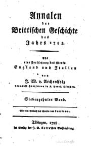 Tapa de Annalen der brittischen Geschichte des Jahrs 1788 [-1796] als eine Fortsetzung des Werks England und Italien